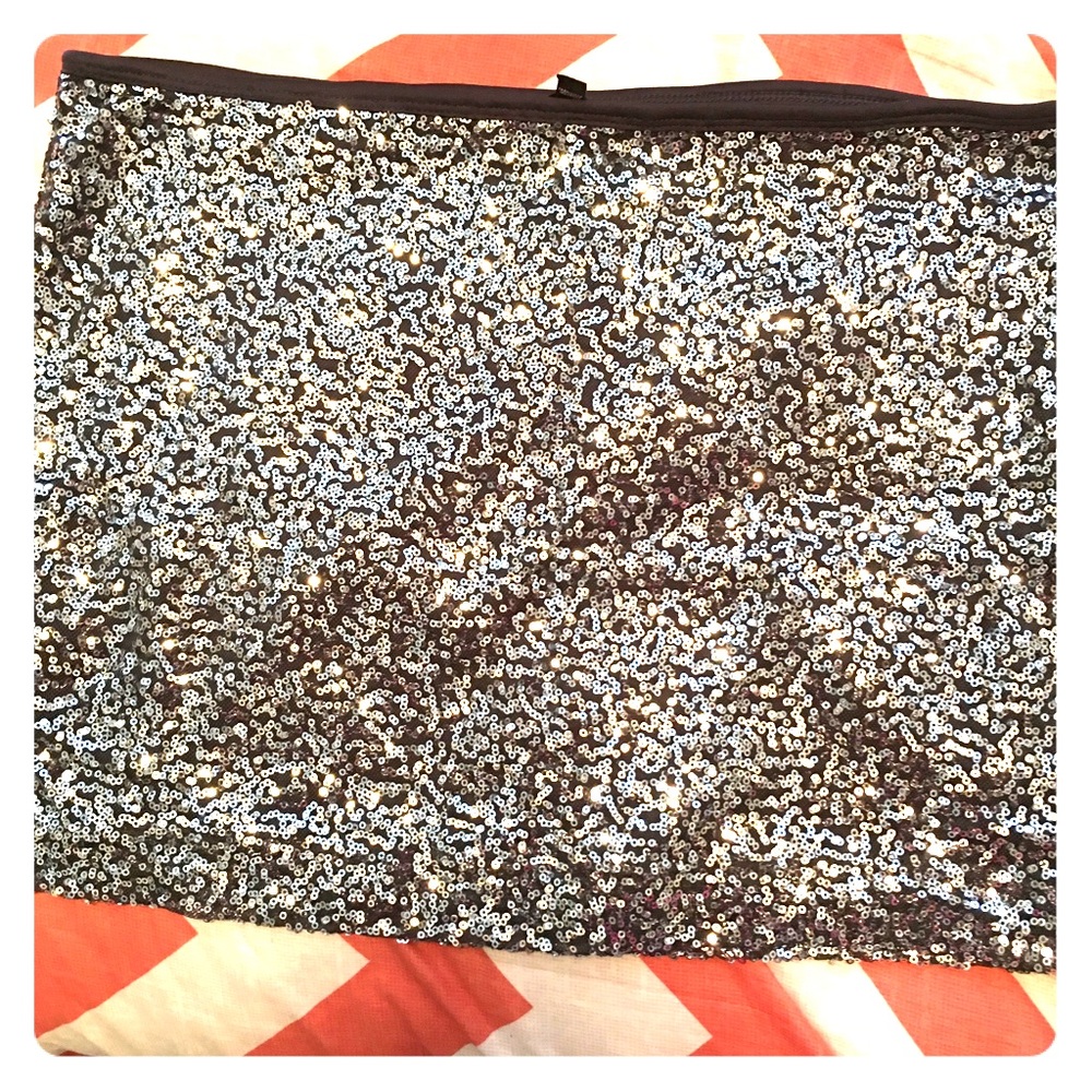 Silver sequin mini skirt